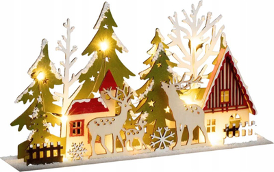 Божикна декорација Christmas Town, сцена со 13 LED светла, 30 x 6 x 17 cm, повеќебојна
