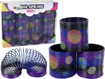 Lodër pranverë LeanToys Oil Spring, 6 cm, motiv planetesh, vjollcë