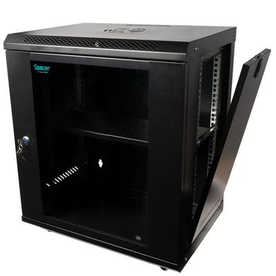 Kabinet rrjeti muror Spacer SPCW-12U-450-BK-02, 19", 12U, 500x450mm, i zi