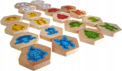 Set aksesorësh për lojë tavoline Huang Wooden Leaders, 25 tokene druri, për lojën Huang