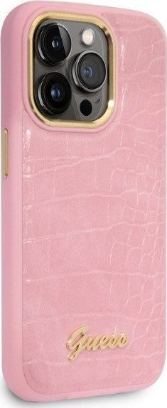 Mbrojtëse telefoni Guess Croco GUHCP14LHGCRHP, për iPhone 14 Pro 6.1", rozë