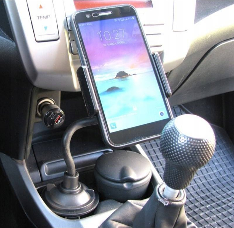 Mbajtës telefoni për makinë, për vendin e gotës, universal, i zi