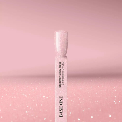 Xhel ndërtues për thonj Silcare Base One Shimmer Misty Rose, UV LED, 50g, rozë me shkëlqim