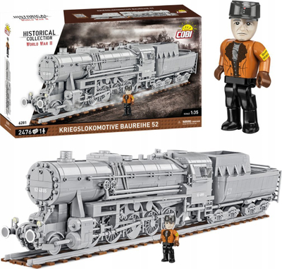 Set me blloqe Cobi War Locomotive Series 52, shkallë 1:35, me figura, gri ushtarake