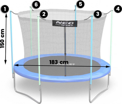 [OUTLET] Rrjetë për trampolinë Neo-Sport, 183 cm, e zezë