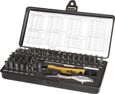 Set bitash Wiha Mixed, 65 copë, Torx Hex Phillips, me racë, ngjyrë e zezë
