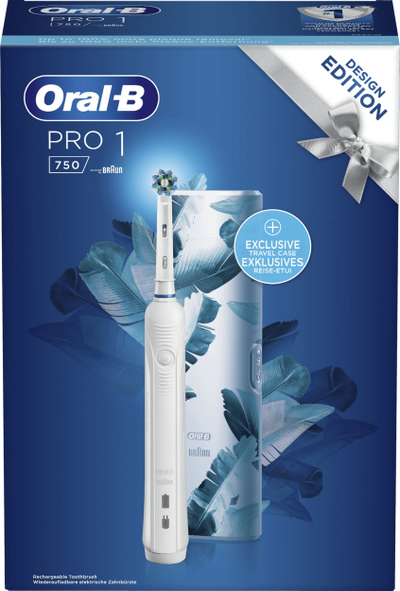 Furçë dhëmbësh elektrike Oral-B Pro 1 750 CrossAction, me kuti udhëtimi, e bardhë