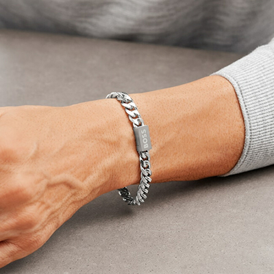 Byzylyk BOSS Jewelry LINK, çelik inox, i argjendtë