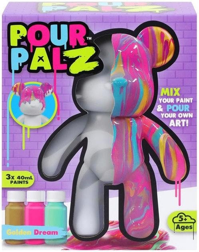 Lodër për zbukurim Pour Palz DIY Paint Bear W1 Berry Blast, set boje 40ml, me ngjyra nga të gjitha llojet