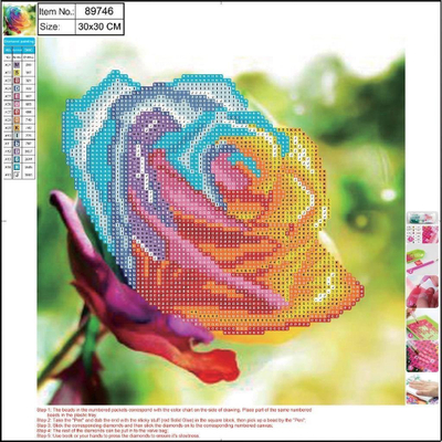 Set mozaik me diamant Centrum 5D Roses 89746, 30x30cm, shumëngjyrësh