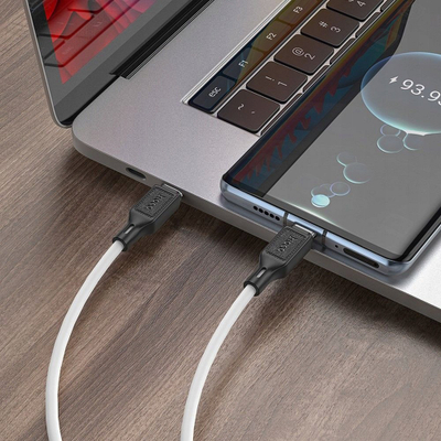 Kabllo karikimi Hoco X90 USB C në USB C, 60W 3A, 1m, e bardhë