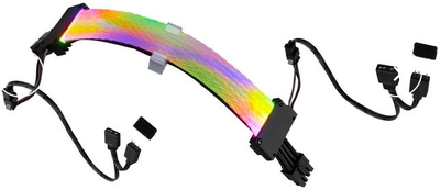 Kабел продолжувач ARGB Gelid Solutions Astra, ATX 2x8 pin 6+2, испреплетена оптичка влакнеста обвивка, RGB