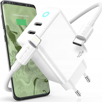 Karikues USB Jellico EU19 GaN, 40W PD, 2x USB C USB A, me kabllo Lightning