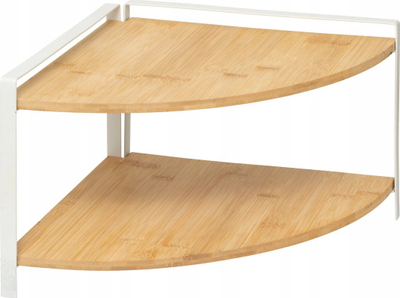 Raft këndor kuzhine 5five ORDERA, 2 nivele, 29.7 x 29.7 x 20.5 cm, bambu dhe metal i bardhë