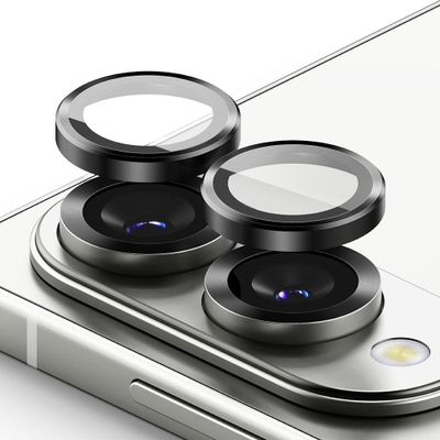Заштита за рамка на камера Ringke Camera Frame Protector Galaxy S25 Edge, сет 2 парчиња, алуминиум и стакло, црна