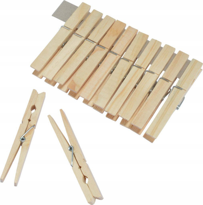 Kapëse rrobash Homea Classic Wooden, dru pishe, 12 copë, ngjyrë natyrale