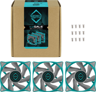 Ventilator kaste Iceberg Thermal IceGALE, 120mm, set me 3 copë, teal