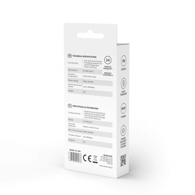 Kabllo Savio, USB C në USB C, 2 metra, e zezë