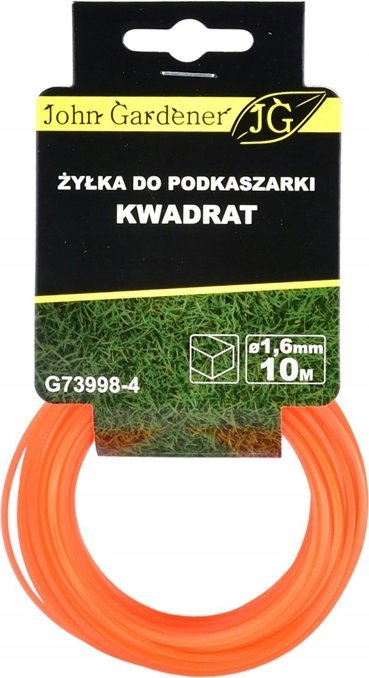 Linjë prerëse për trimer John Gardener G73998-4, 1.6 mm, 10 m, katrore, portokalli