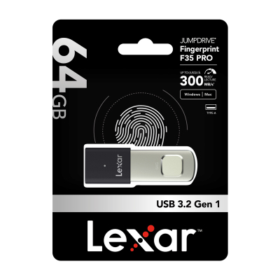 USB Lexar JumpDrive F35 PRO, 64GB, USB 3.2 Gen 1, i zi argjendtë