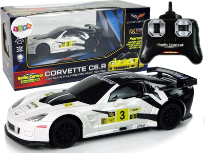 Makina me telekomandë LeanToys Corvette C6.R, 1:24, 2.4 GHz, e bardhë