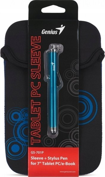 Futollë për tablet 7" Genius GS-701P, me stylus pen, neopren, e zezë me blu