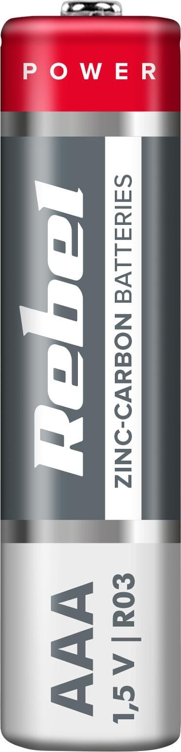 Bateri zink-karbon Rebel R03 AAA, 1.5V, 4 copë në paketim