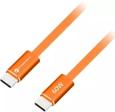 Kabllo USB C në USB C Forcell F-Energy CCFN23, 1.2 m, 60W 3A, portokalli