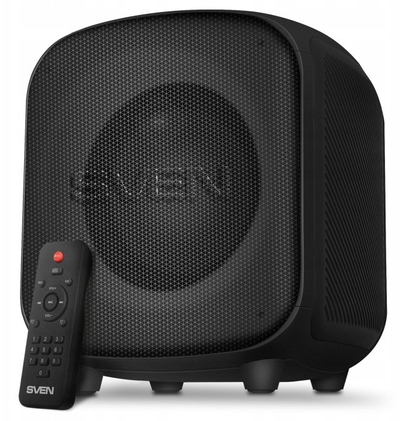 Kuti zanore portative Sven PS-555, 65W, Bluetooth me mikrofon karaoke, e zezë me drita RGB