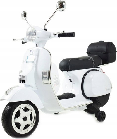 Motor elektrik lodër Gazelo Vespa G137446, për fëmijë, me rrota ndihmëse, i bardhë