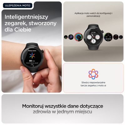 Orë inteligjente Motorola Watch 2, 47mm, GPS, e zezë
