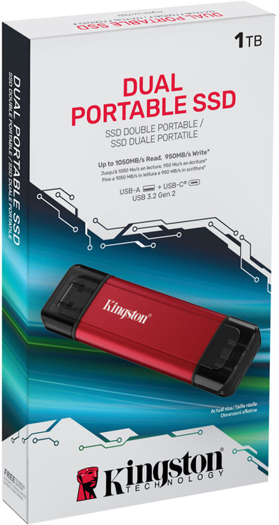 Надворешен SSD Kingston Technology XS1000, 1TB, USB 3.2 Gen 2, сиво металик