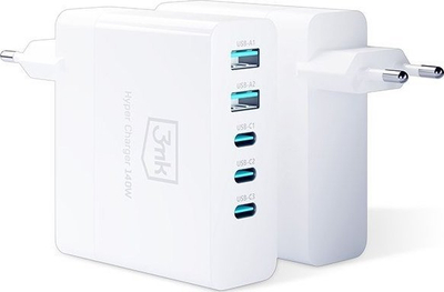 Karikues muri 3MK Car Mobile Phone Charger, 140W, 3x USB C 2x USB, i bardhë