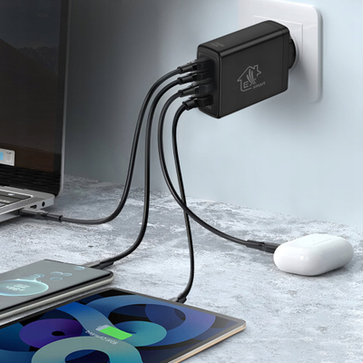 Karikues USB Extralink CHARESL01, 100W GaN, 3x USB C dhe USB A, i bardhë