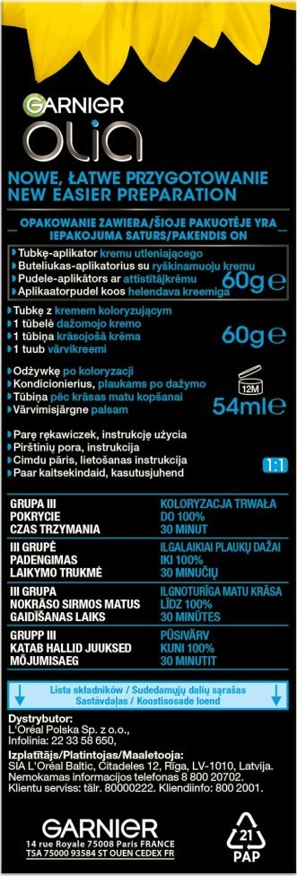 Bojë flokësh Garnier Olia 110 Super Lightening, super çelëse, mbulim i plotë i thinjave