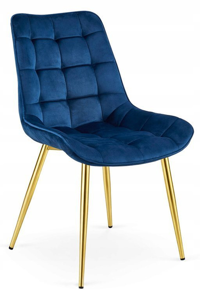 Set karrigash LEOBERT Bera, kadife navy blue, këmbë ari, 54 x 60 x 88 cm
