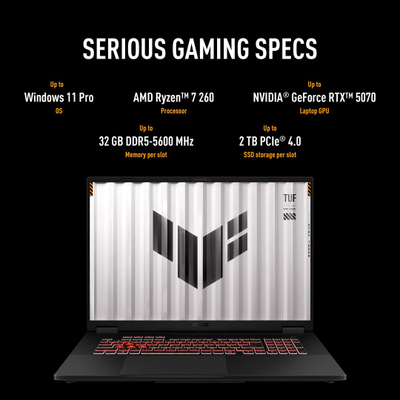 Laptop gaming ASUS TUF Gaming A18 FA808UM S9058, 18", Ryzen 7, RTX, i zi
