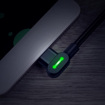 Kabllo USB në Micro USB Mcdodo CA-5771, me kënd 90°, me dritë LED, i zi