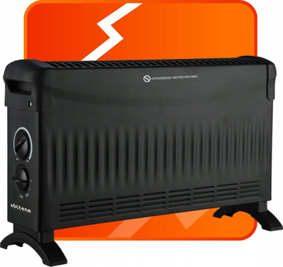 Radjator elektrik Volten BASIC VOLTENO Convector, 2000W, me disa shkallë ngrohje, i zi