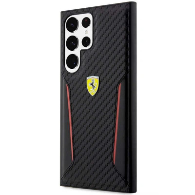 Këllëf telefoni Ferrari për Samsung Galaxy S23 Ultra, Carbon Stripe, i zi