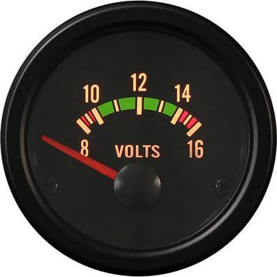 Voltmetër auto Auto Gauge TRB, 52mm, 8–16V, i zi
