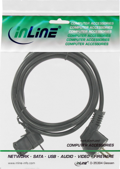 Kabllo rryme InLine CEE 7/7 me kënd C13 majtas, 5m, e zezë