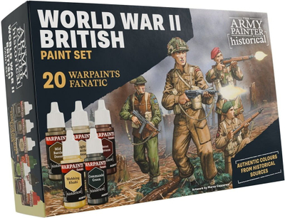 Set bojërash miniaturash The Army Painter Historical WWII British, 20x18ml, akrilike, shumëngjyrëshe