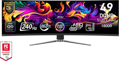 Monitor gaming MSI MPG 491CQPX QD-OLED, 49", DQHD 5120x1440, 240Hz, i zi