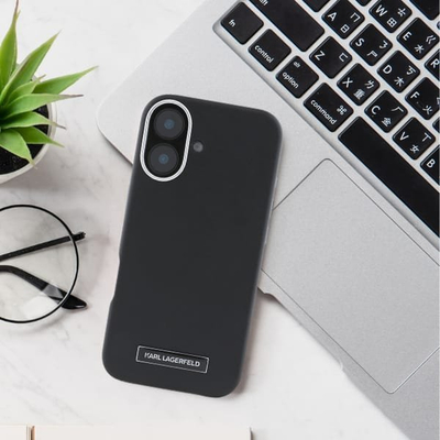 Mbrojtëse telefoni Karl Lagerfeld FW Metal Plate, MagSafe, për iPhone 16 Pro 6.3", e zezë