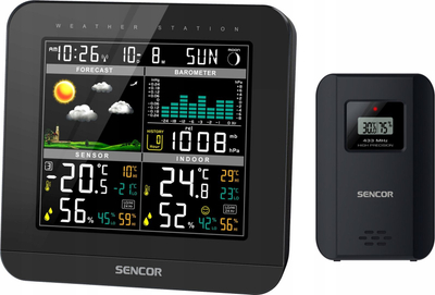 Stacion moti Sencor SWS5800, ekran LCD me ngjyra, sensor wireless, i zi