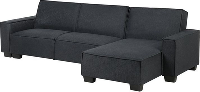 Divan këndi ROMEDAL, me 3 vende, me shtrat, kënd majtas, gri grafit