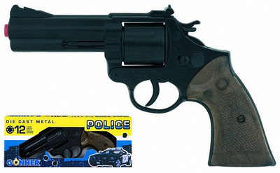 Lodër revolver metalik Gonher Police, 12 fishekë, 21.5 x 13 cm, gri