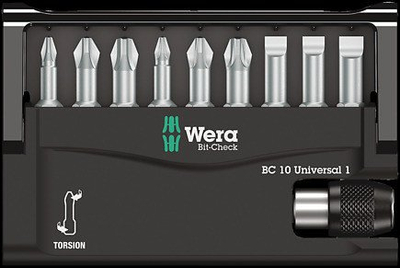Set bitash Wera Bit Check Torsion, 10 pjesë, mbajtës magnetik, shumëngjyrësh