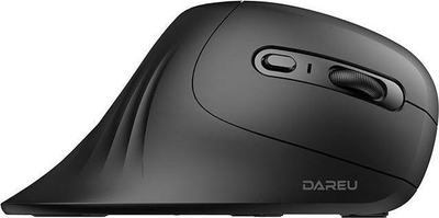 Вертикален ергономски безжичен глушец DAREU, Bluetooth 2.4G, со тивок клик, црн